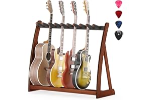 XADGVE Guitar Stand Rack,Guitar Rack For Multiple Guitars Stands Floor for Electric,Acoustic,Bass Guitars &Case-Foldable, Adjustable,Protective with No-Slip Non-Scratch Padding ,for Home,Studio, Stage (walnut)