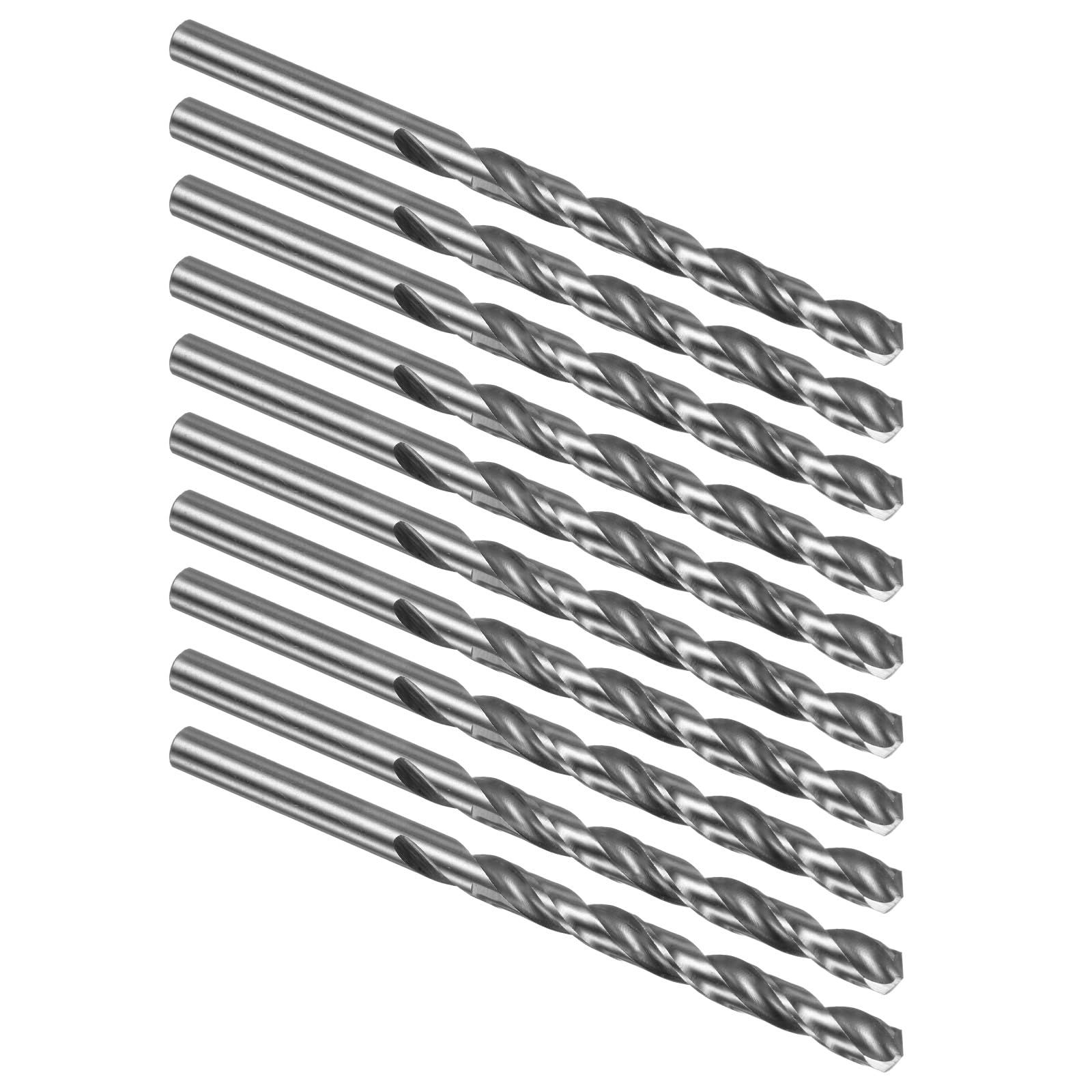 Kozelo 10PCS Twist Drill Bit - [7/32"] M2 High-Speed Steel Round Shank Jobber Bit Set White Gold for Metal Wood Plastic Steel Use, 65mm/2.56" Blade Length
