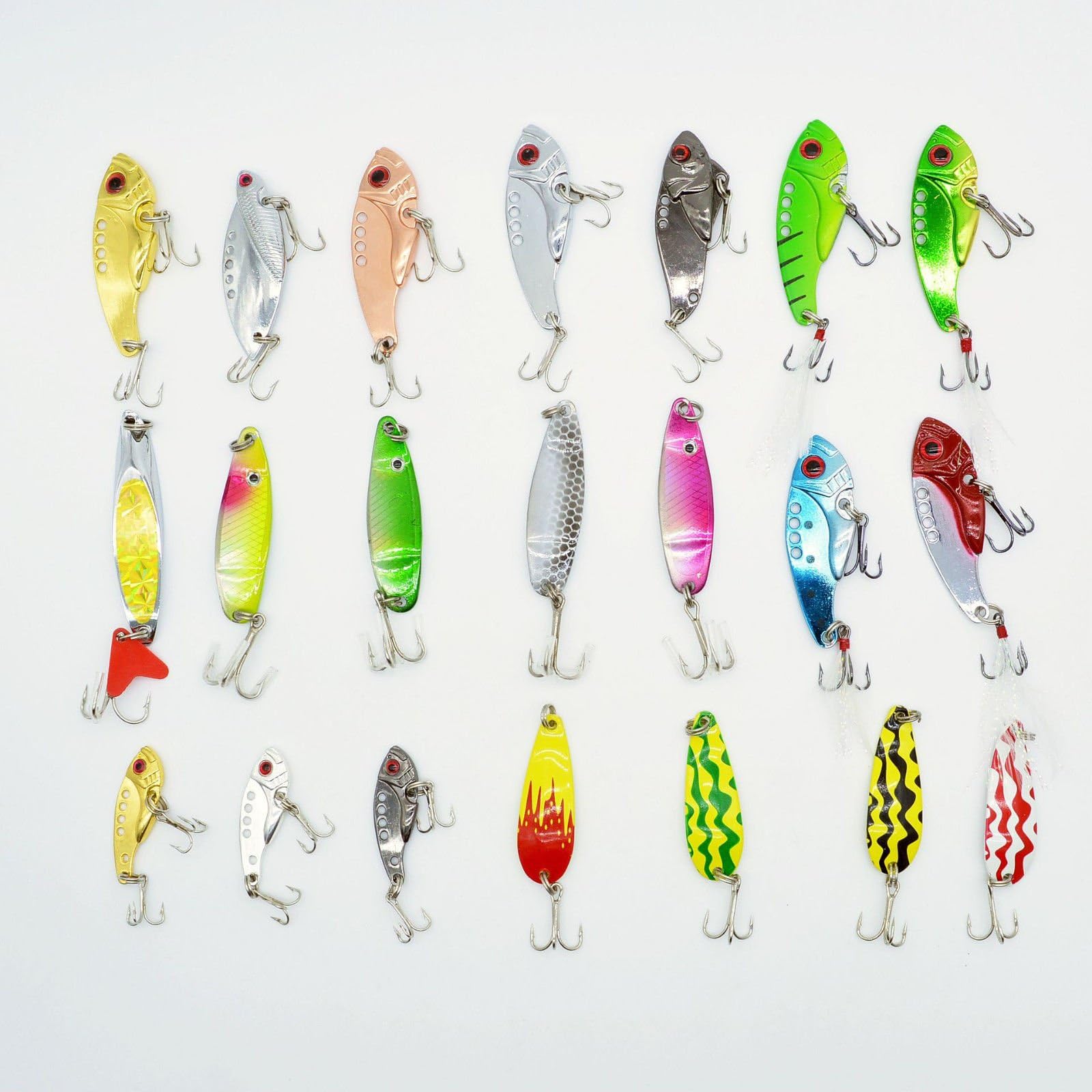Fishing Lures Bulk 21pcs Assorted Fishing Lures Metal VIB Spoons Hard Baits Tackle Mixed Lots