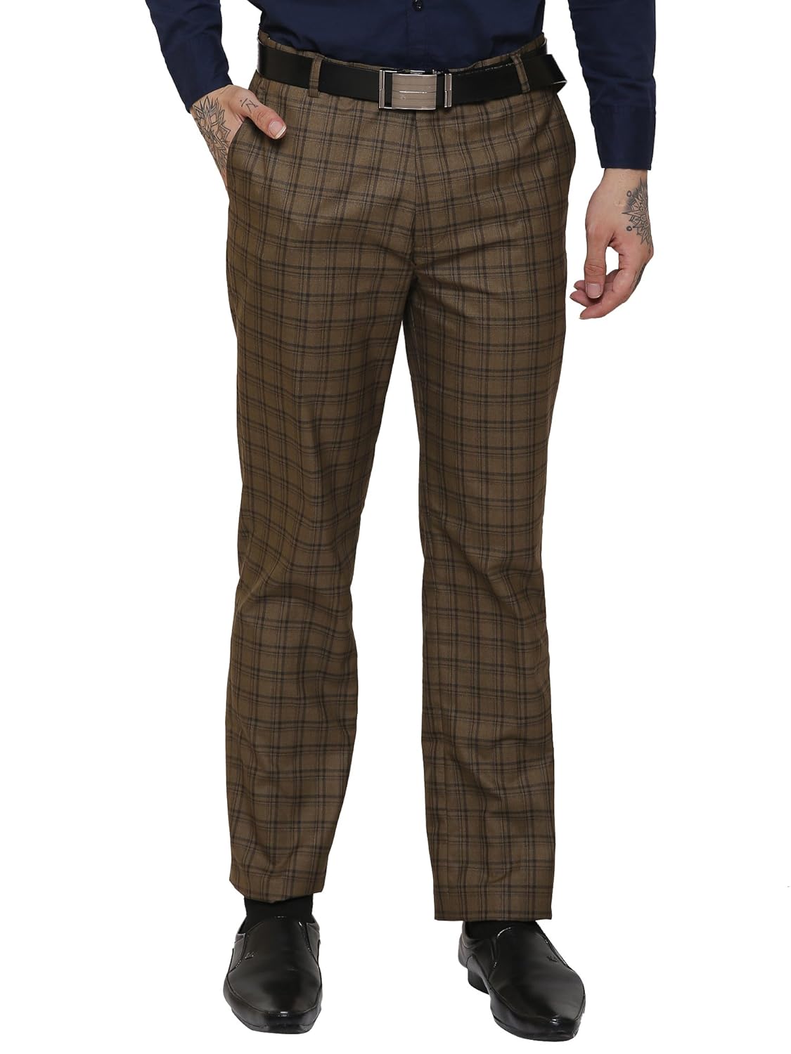 ad & av men's formal trouser (293_checks_dark_aa )