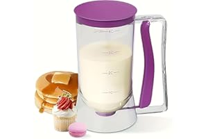 Pancake Batter Dispenser 4-Cup Batter Dispenser with Squeeze Handle & Measuring Marks Kitchen Must Have Tool for Pancakes, Cu