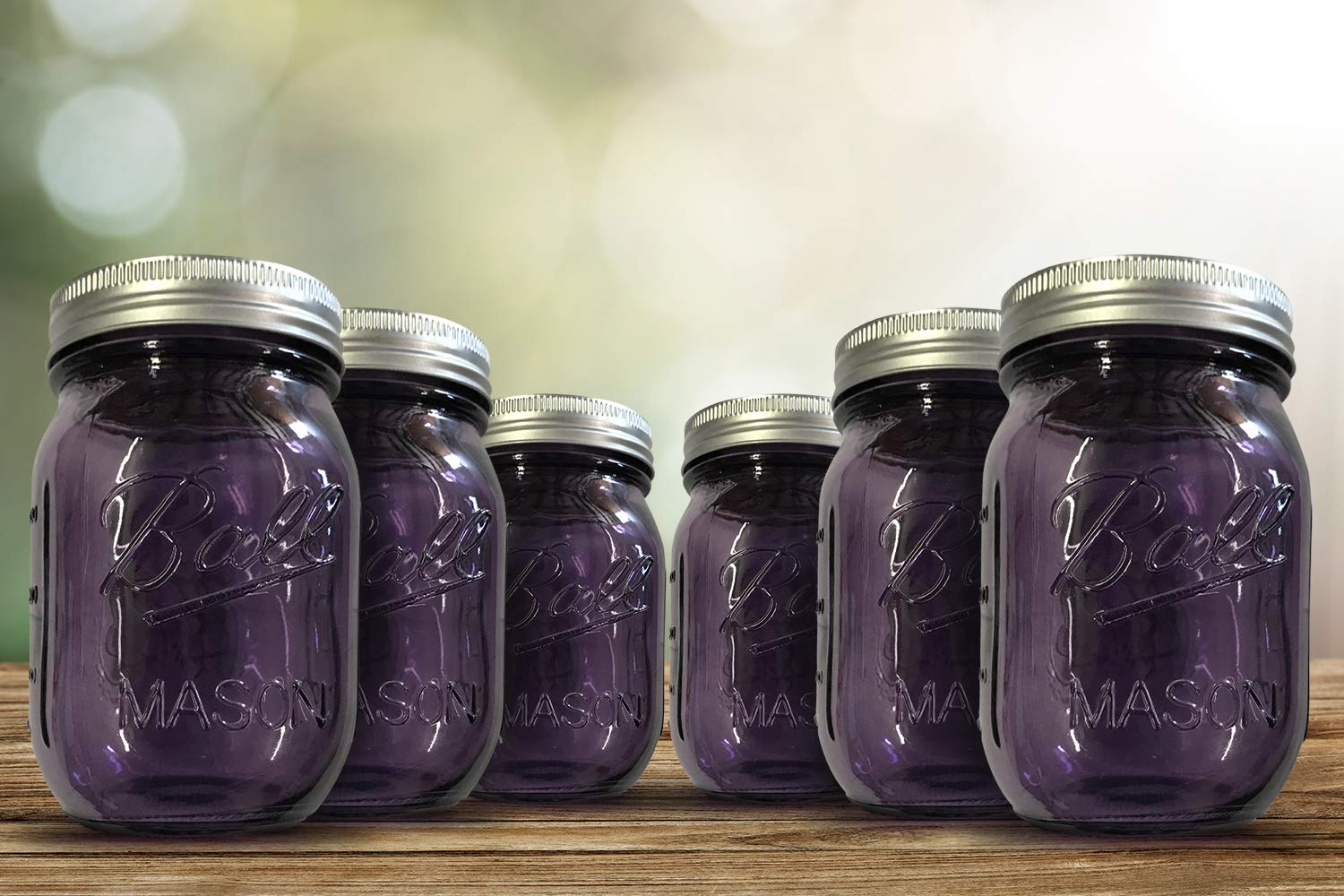 Ball Mason Jars with Regular Mouth Canning Glass or Jar Lids, Purple, Set of 6 Jars