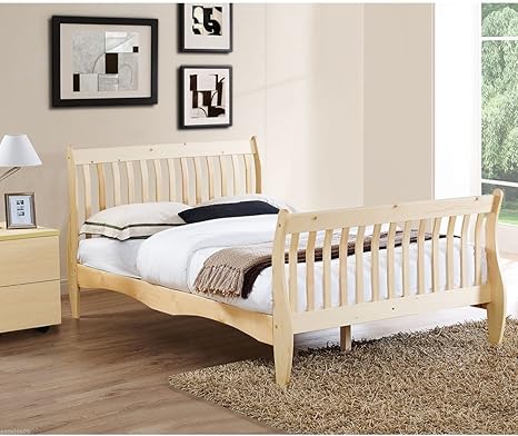 Amazon De Kiefer Double Schlitten Bett Weiss Oder Natur 1 40 Grosse Massivholz Bett Design Weiss Kiefer