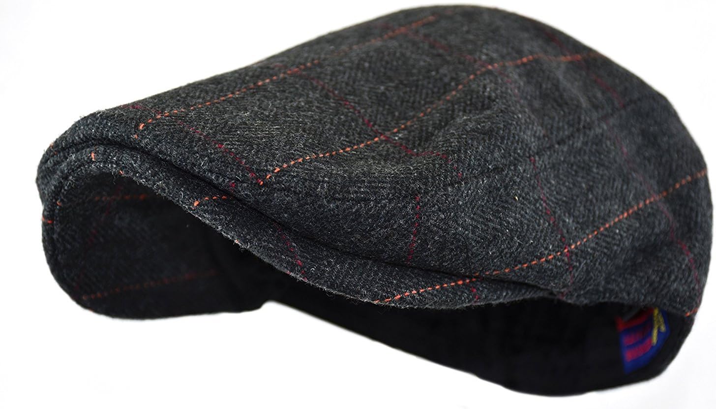 Wonderful Fashion Men's Classic Herringbone Tweed Wool Blend Newsboy Ivy Hat (Large/X-Large, Charcoal)