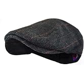 Wonderful Fashion Men's Classic Herringbone Tweed Wool Blend Newsboy Ivy Hat (Large/X-Large, Charcoal)