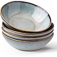 AmorArc Ceramic Cereal Bowls Set of 4, 24 oz Handmade Stoneware Bowls for Cereal Soup Salad Bread, Stylish Kitchen Bowls for Meal, Dishwasher & Microwave Safe, Greenish Blue