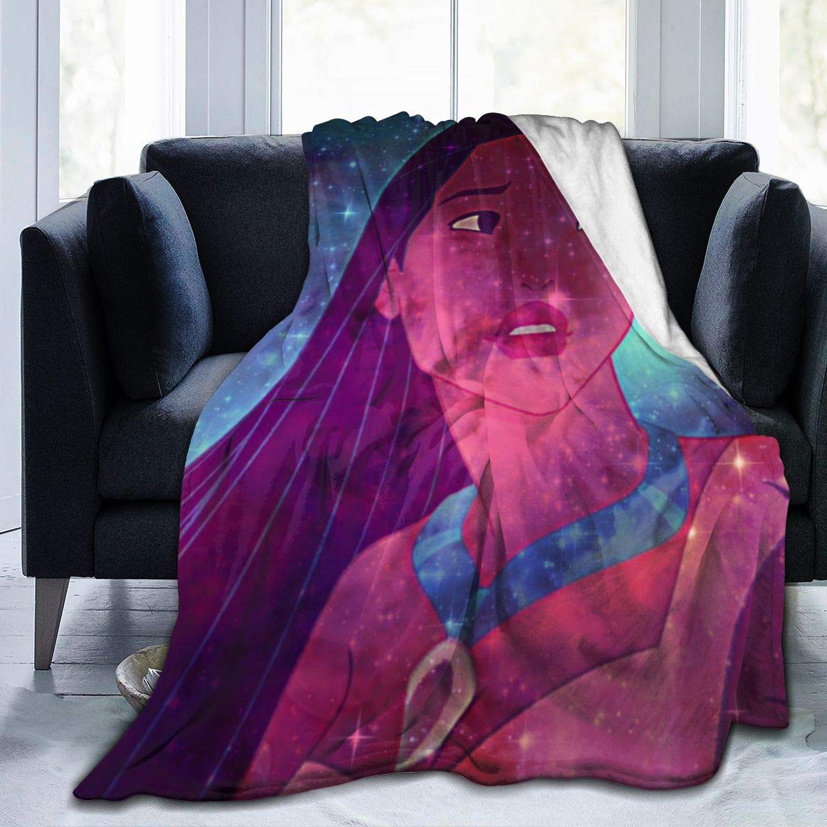 P-ocahontas Throw Blanket Super Soft Lightweight Graphic Black 60"" x50