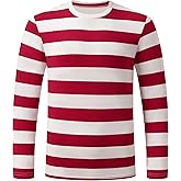 Sthisomo Men's Casual Long Sleeve Striped Crewneck T-Shirts