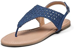 DREAM PAIRS Women's Rhinestone Casual Wear Cute Gladiator Flat Sandals Beach Dressy T-Strap Thong Sandals