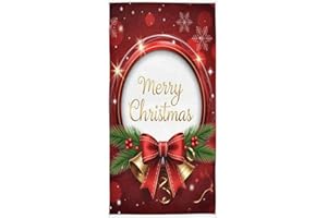 Pfrewn Christmas Bells Bow Hand Towels 16x30 in Red Snowflakes Golden Bathroom Towel Ultra Soft Highly Absorbent Farmhouse Kitchen Dish Towel Winter Xmas Bathroom Decor Gifts
