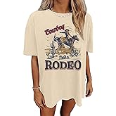 Oversized Wild West Cowboys T-Shirt for Women Vintage Country Music Tee Western Rodeo Graphic Tee Short Sleeve Loose Top