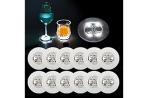AHIER LED Coaster,12 Pcs Led Coasters for Drinks, Perfect for Party, Wedding, Bar(White)