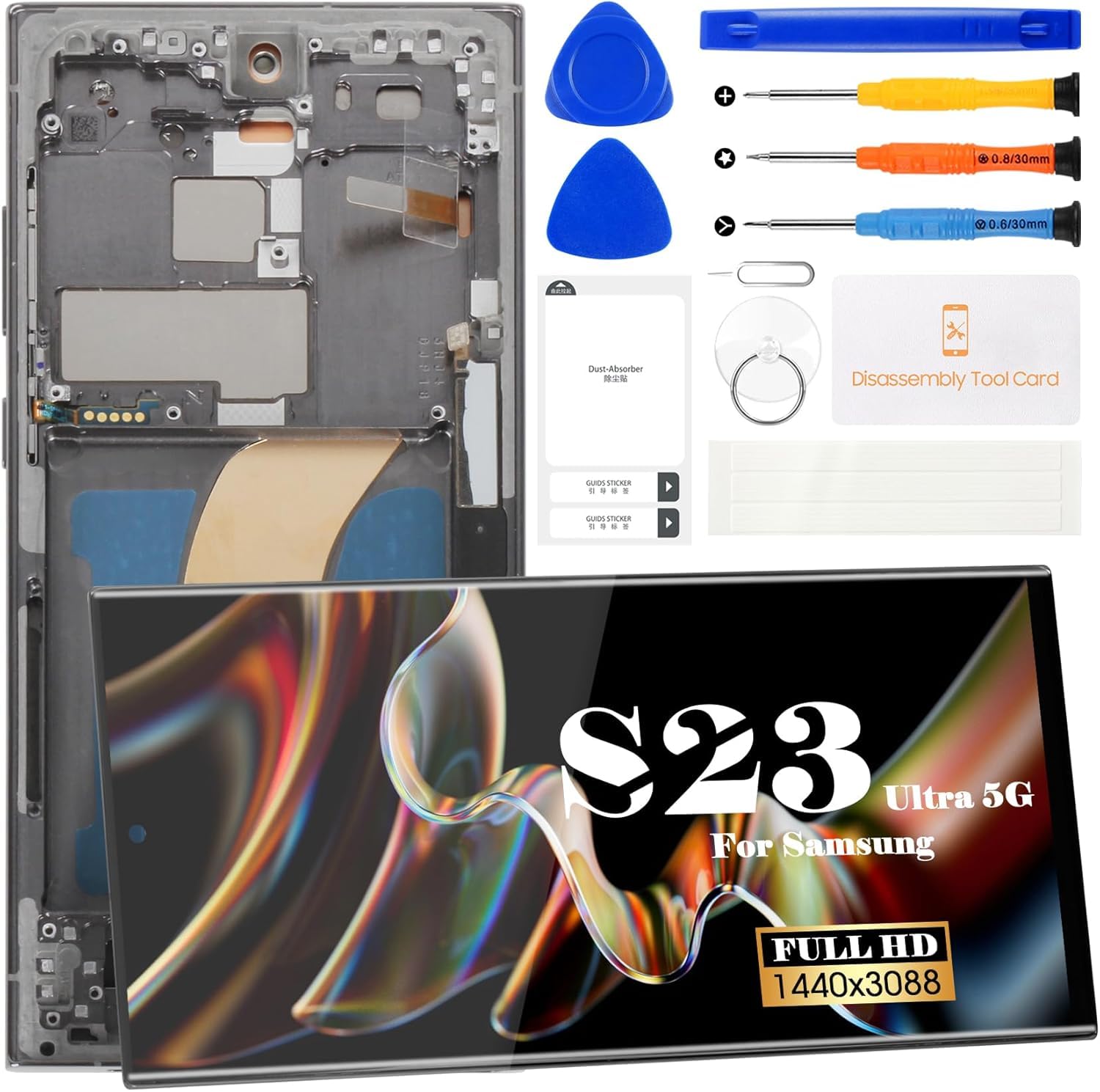 Photo 1 of ?US Version? Incell for Samsung S23 Ultra Screen Replacement for Galaxy S23 Ultra 5g LCD Display SM-S918U SM-S918U1 Digitizer Touch Screen Repair Kits (Graphite with Frame, NO Fingerprint)