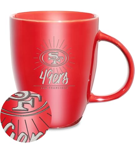 Amazon.com : FANMATS NFL San Francisco 49ers 14 oz Relief Coffee Mug  14  Fluid Ounces | Ceramic | Sculpted 3D Logo | Team Color | Great Gift :  Sports & Outdoors