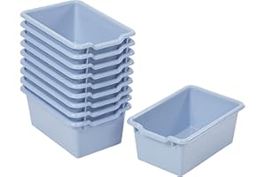 ECR4Kids Scoop Front Storage Bins, Multipurpose Organization, Powder Blue, 10-Piece