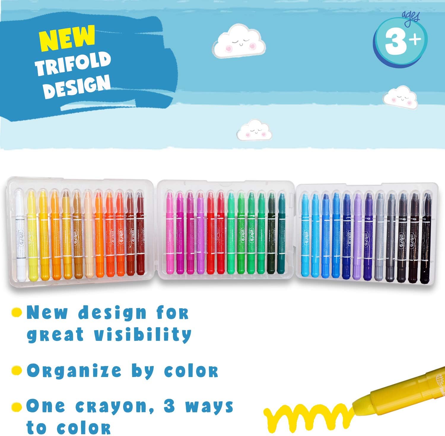 NOYO 36 Colors Gel Crayons for Toddlers and Kids | Non Toxic | 3 in 1 Washable Bolder Crayons-Pastel-Watercolor Paint Effects: Toys & Games
