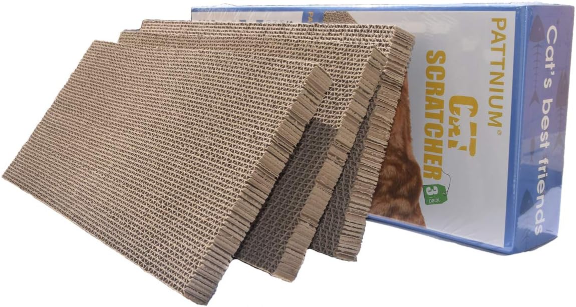 PATTNIUM 3 in 1 Corrugated Cat Scratcher Cardboard Scratching Pad Toys with Catnip Scratch Lounge Bed for Cats Pack of 3 : Pet Supplies