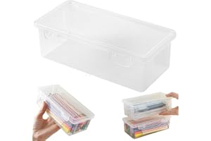 Plastic Pencil Box, 7.5x2.4x3.5 Inch Large Capacity Pen Storage, Clear Plastic Pencil Case with Snap-tight Lid, Stackable Sta