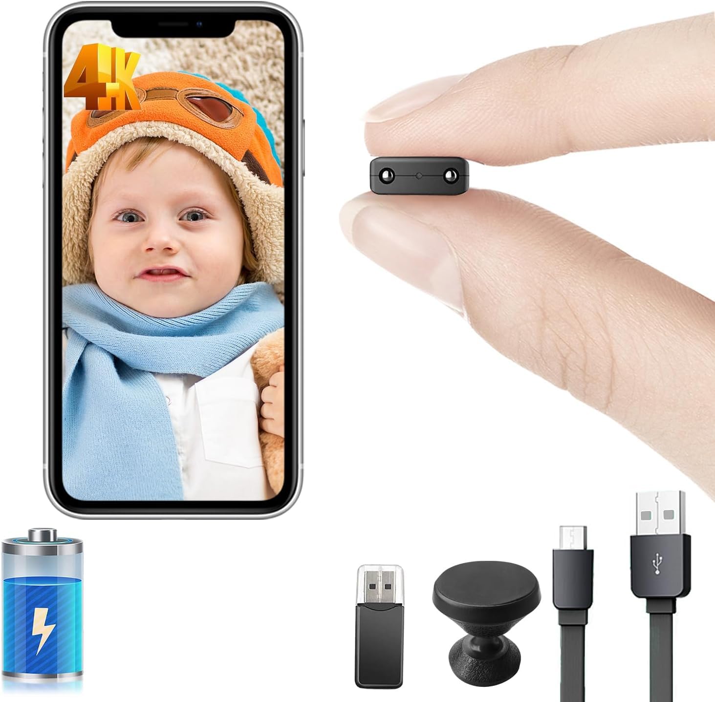 Photo 1 of ?Free 64G?Smallest Wireless WiFi Battery Camera,Concealed Security Camera with HD4K Video Recording Live Feed,Baby Monitor,Upgrade Night Vision,Motion Detection,Remote Viewing for Outdoor/Indoor