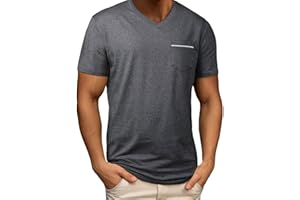 Lmdudan Mens V Neck T-Shirts Short Sleeve Basic Tee Shirt 2026 Summer Casual Lightweight Stretch Active Tops with Pockets