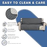 XINEAGE Quilted 3 Seater Sofa Cover, Water Resistant, Non Slip, Dark Grey view 7