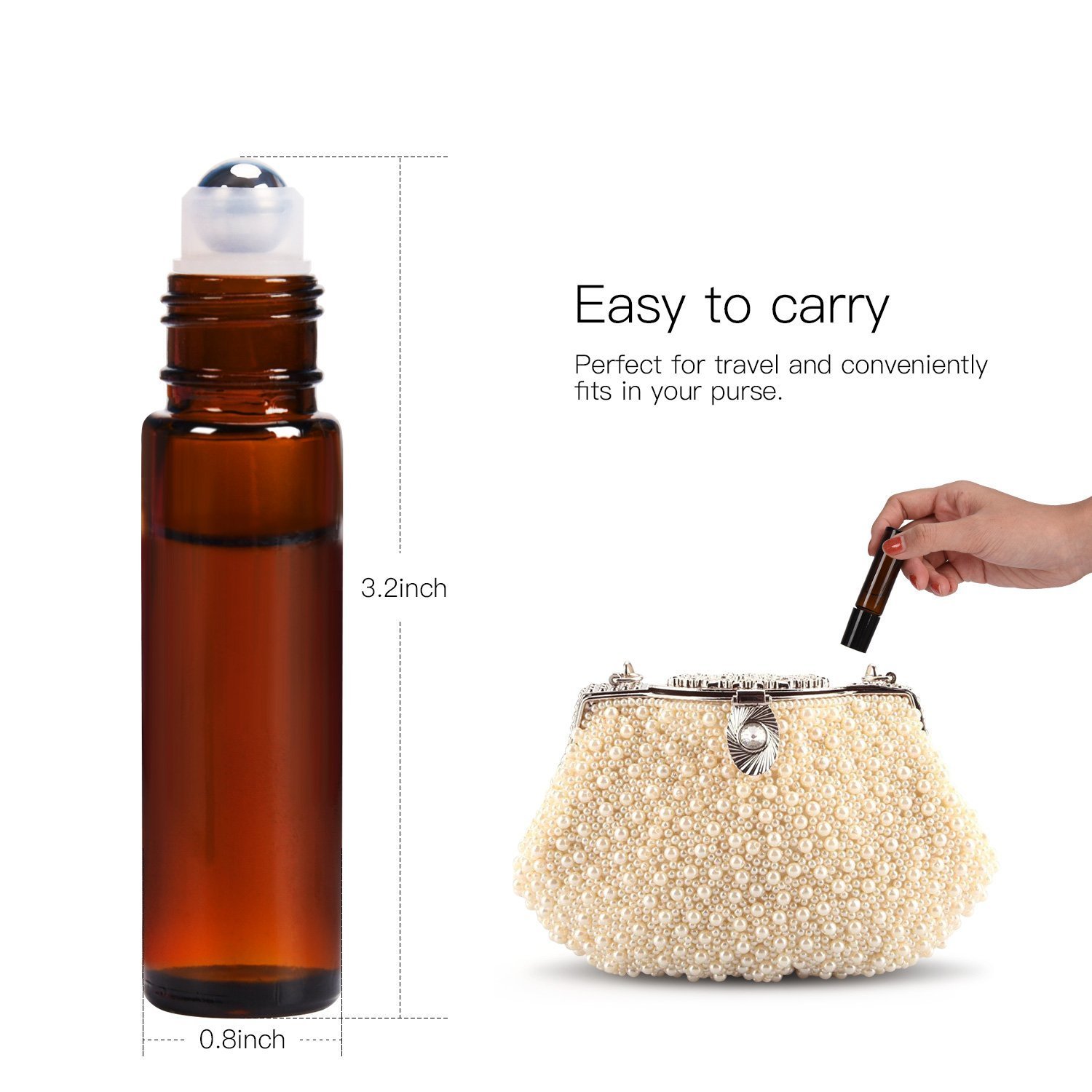 ULG Essential Oil Roller Bottles 10ml Empty Bottles with Stainless Steel Roller Balls