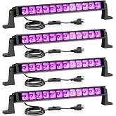 Onforu 4 Pack 42W LED Black Lights, Blacklight Bars with Plug and Switch, Glow in The Dark Party Supplies for Halloween Decorations, Bedroom, Body Paint, Stage Lighting, Poster, Black