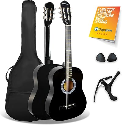 3rd Avenue XF 3/4 Size Classical Guitar Bundle with Nylon Strings Capo Gig Bag