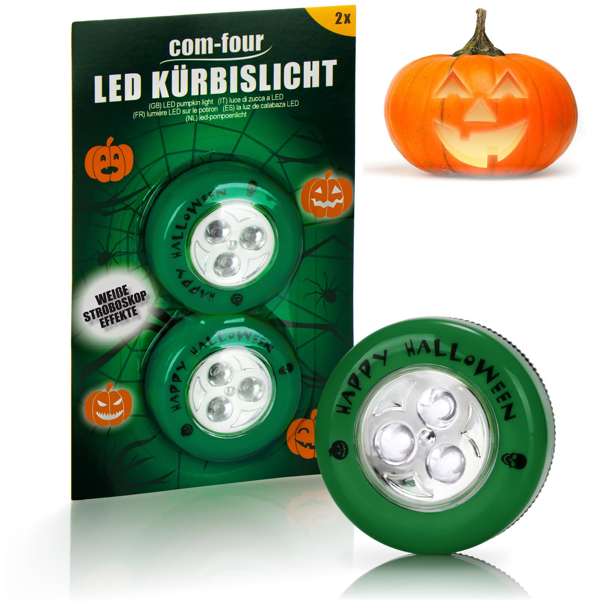COM-FOUR® Pumpkin Carving Kit for Carving Pumpkins, with LED Pumpkin Light and Extensive Accessories 02 Stück