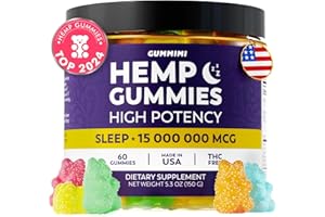 GUMMIMI Hеmp Gummies for Rеstful Nap - High Potency, Organic & Infused with Omega 3 6 9 & Vitamin E, Natural Fruit Flavor, 60 Edible Easy, Grown & Made in USA