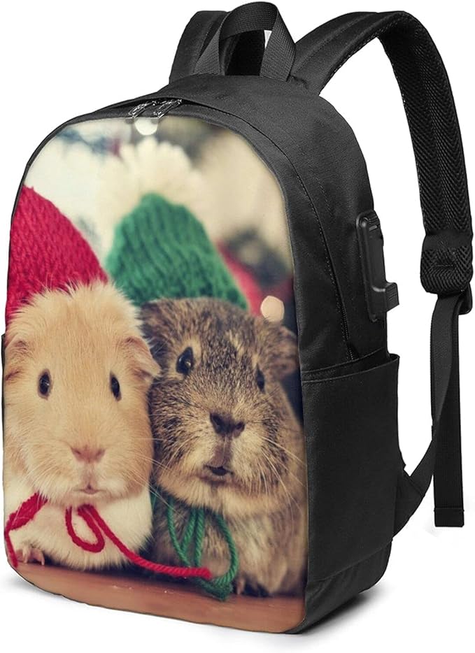 Cute guinea pigs Backpack, Travel Laptop Backpack with USB Charging