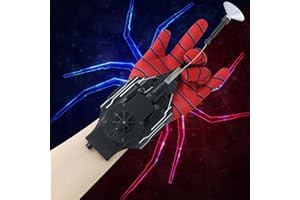 AJJKKA Spider Web Shooters Real,Spider Silk Launcher Wrist Toy for Kids, 8 FT Realistic Web Launcher String, Cool Gadgets String Gloves Shooters Toy for Superhero Role-Play (Black)