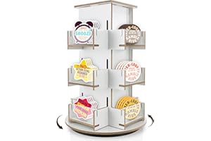 Fumingpal Greeting Card Display Stand, 3 Tier Wooden Rotating Postcard Display Rack, Sticker Display Stand for Vendors | Showcase | Retail | Tradeshow