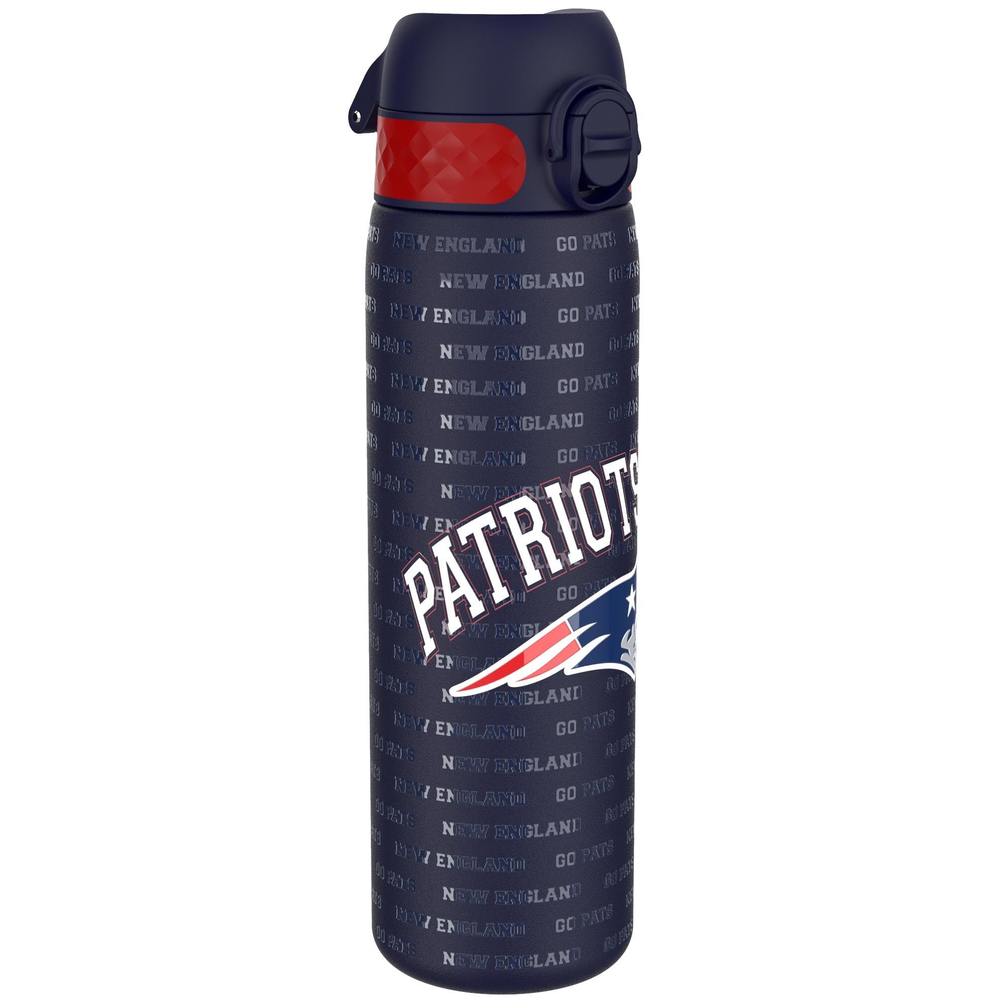 Ion8 NFL New England Patriots Lightweight Steel Water Bottle, 600 ml/20 oz, Non-Insulated, Leak Proof, Easy to Open, Secure Lock, Dishwasher Safe, Flip Cover, Fits Cup Holders, Metal Water Bottle — image 1