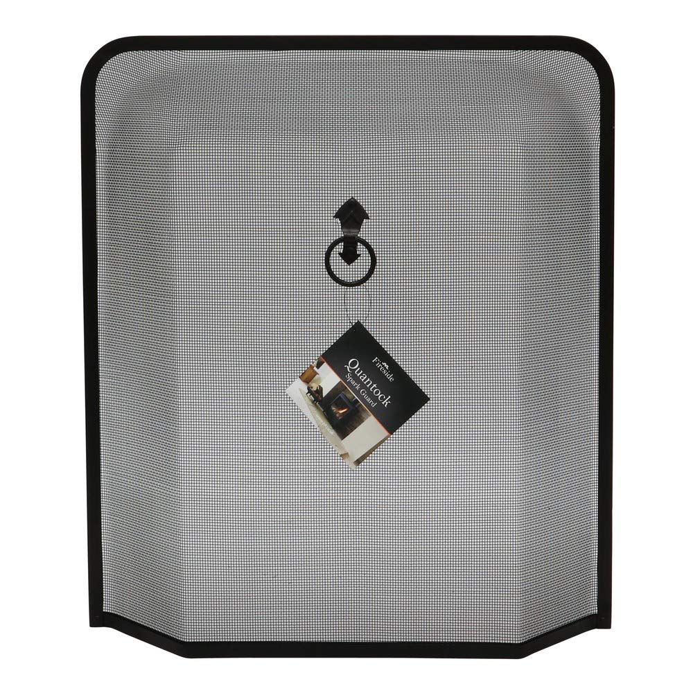 JVL Quantock Spark Fire Guard Surround Screen, Black, 10 x 53.5 x H 61.5 cm