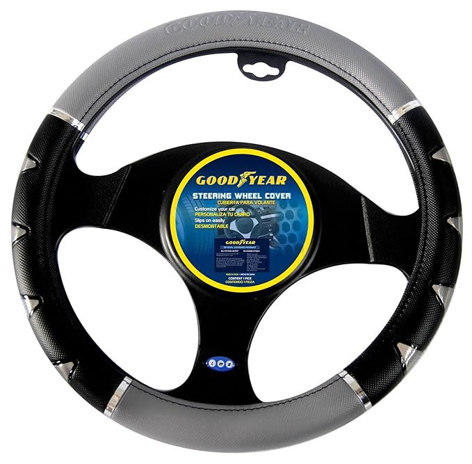 Goodyear GYSWC314 Black/Gray Steering Wheel Cover Automotive