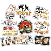 10pcs Wrestling Sticker Sheet, Funny and Cute Vinyl Decals for Wrestlers, Teams, and Coaches, Waterproof, UV-Resistant, for Laptop, Water Bottle, Journal, Locker, Phone Case