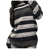 Women Y2K Argyle Striped Pullover Sweater Casual