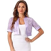 Allegra K Lace Shrug for Women's Evening Sheer Cropped Floral Lace Bolero Cardigan