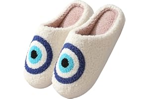 V OPXIN Cartoon Slippers for Womens Mens Cute Slippers Cozy Plush Warm Slip-on House Shoes for Indoor and Outdoor Meet Me at Midnight Strawberry Mushroom Evil Eyes Love Heart Slippers Valentine's Day Gifts