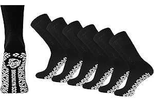 BROOKLYN SOCKS Non-Skid Cotton Diabetic Neuropathy Crew Socks, Non-Binding Traction Control Multipack