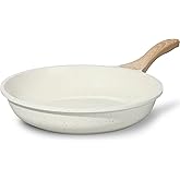 ESLITE LIFE Nonstick Ceramic Frying Pan Skillet, Non-Toxic Egg Omelette Kitchen Cooking Pans Compatible with All Stovetops (Gas, Electric & Induction), PTFE & PFOA Free (White, 8'')