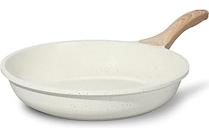 ESLITE LIFE Nonstick Ceramic Frying Pan Skillet, Non-Toxic Egg Omelette Kitchen Cooking Pans Compatible with All Stovetops (Gas, Electric & Induction), PTFE & PFOA Free (White, 8'')