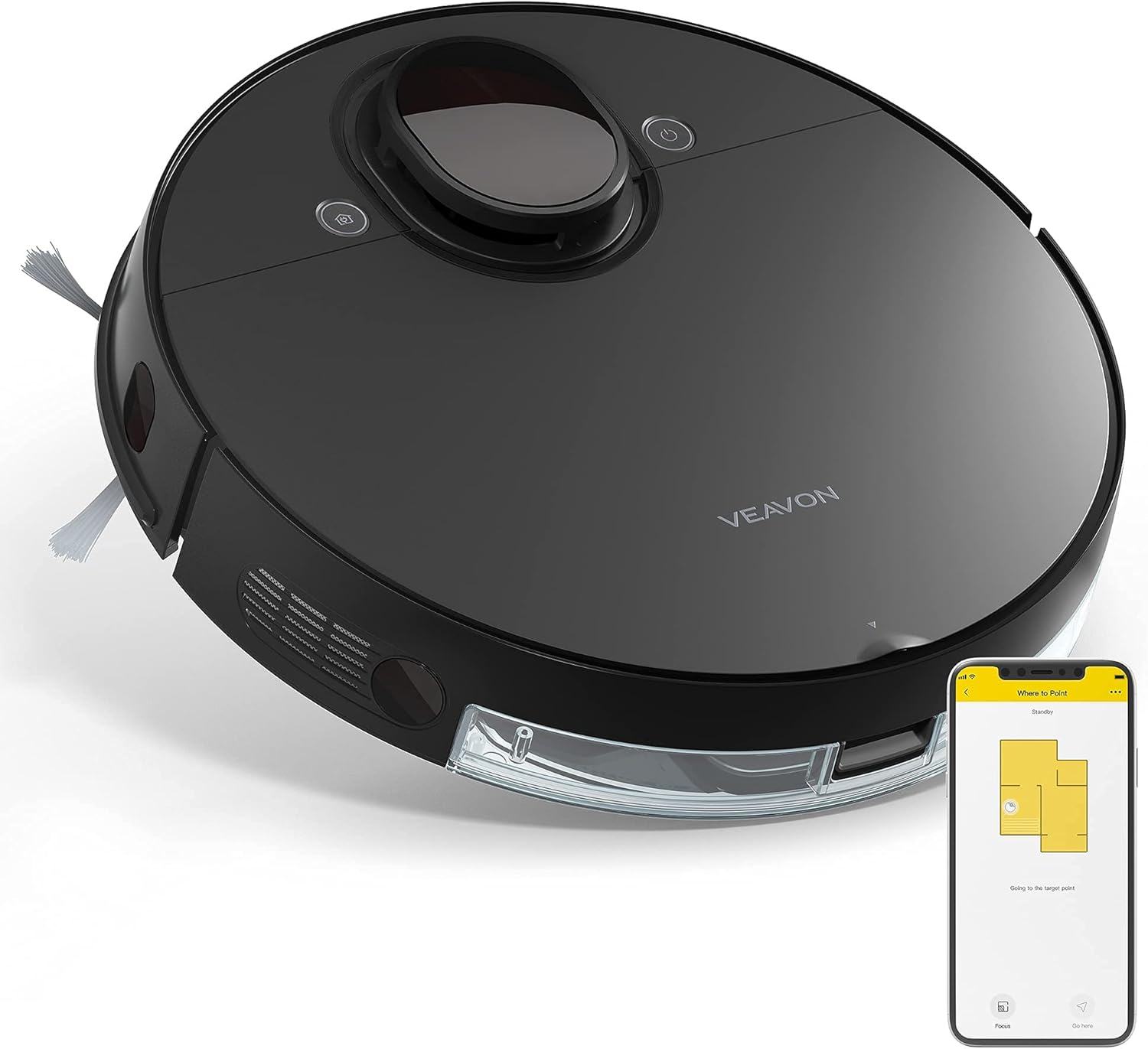 VEAVON V8 Robot Vacuum Cleaner with Wi-Fi Connected, 4000Pa Strong Suction Lidar Robotic Vacuum Cleaner, Automatic Vacuum and Mop Cleaner, Mapping Technology, No-mop Zones, Virtual Walls, Black -