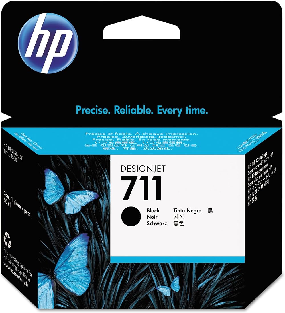 HP 711 Black Ink Cartridge 80ml for Designjet T120 T520 Large Format Printers