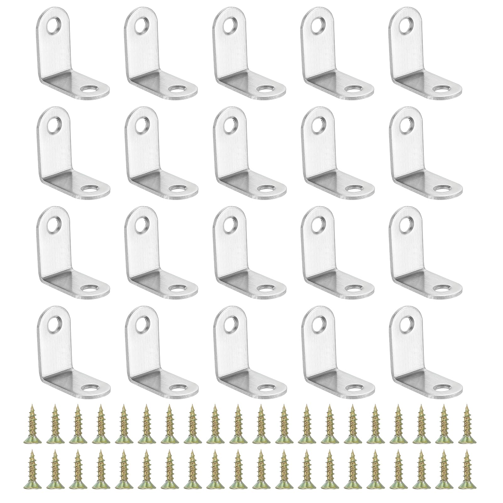 PATIKIL Stainless Steel Corner Braces 1.18 x 1.18 Inch,20 Pieces L Bracket Joint Right Angle Support Bracket L Shaped Corner Fasteners with Screws for Shelves, Silver