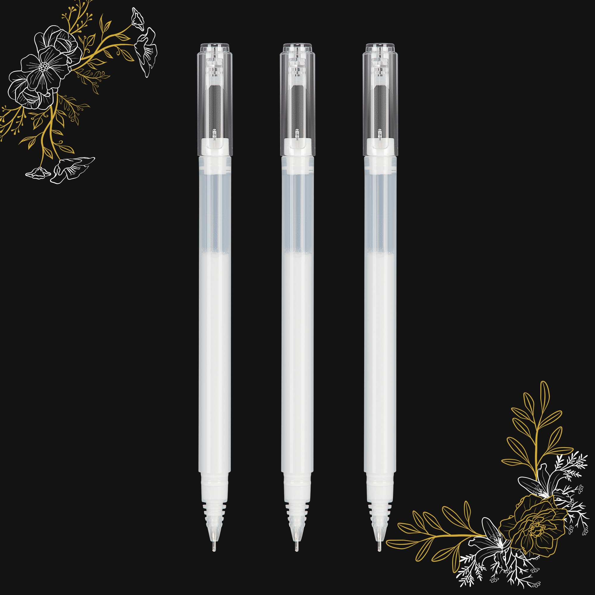 SMOOTHERPRO White Gel Pen Set | Highlight Gel Ink Pens | Dry Quicky 1.0mm Art Liner Drawing Pen | for Artists, Drawing, Sketching Students Crafters Illustrators Journaling Use (WT10-3) | 3 Pack