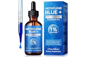 AKARENI Methylene Blue 1% Solution, Methylene Blue Drops for Humans Brain Health, Energy and Cognitive Support, High Purity Liquid Drops, Formaldehyde & Alcohol-Free, 2 Fl Oz