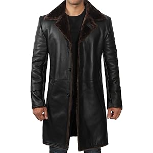 fjackets Shearling Leather Coat Men - Real Lambskin Leather Jackets Mens Sherpa Lined Casual Fur Coats