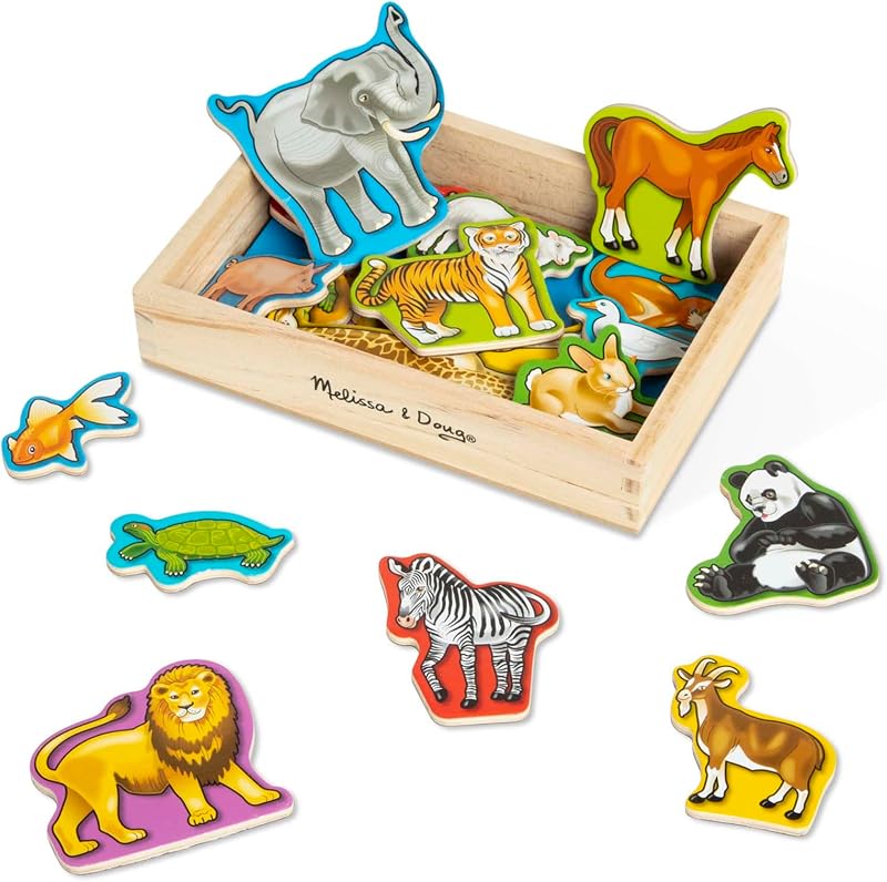 Melissa & Doug Wooden Animal Magnets Educational Travel Game 2+ FSC